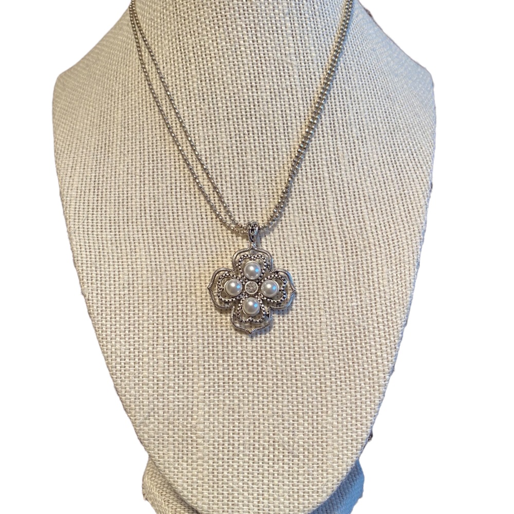 Premier Designs Silver Double Chain Pendant Necklace